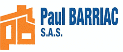 Logo Paul BARRIAC S.A.S. avec un icône orange stylisé de bâtiment moderne et le texte bleu foncé.